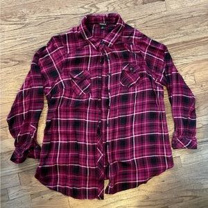 Torrid berry plaid long sleeve shirt